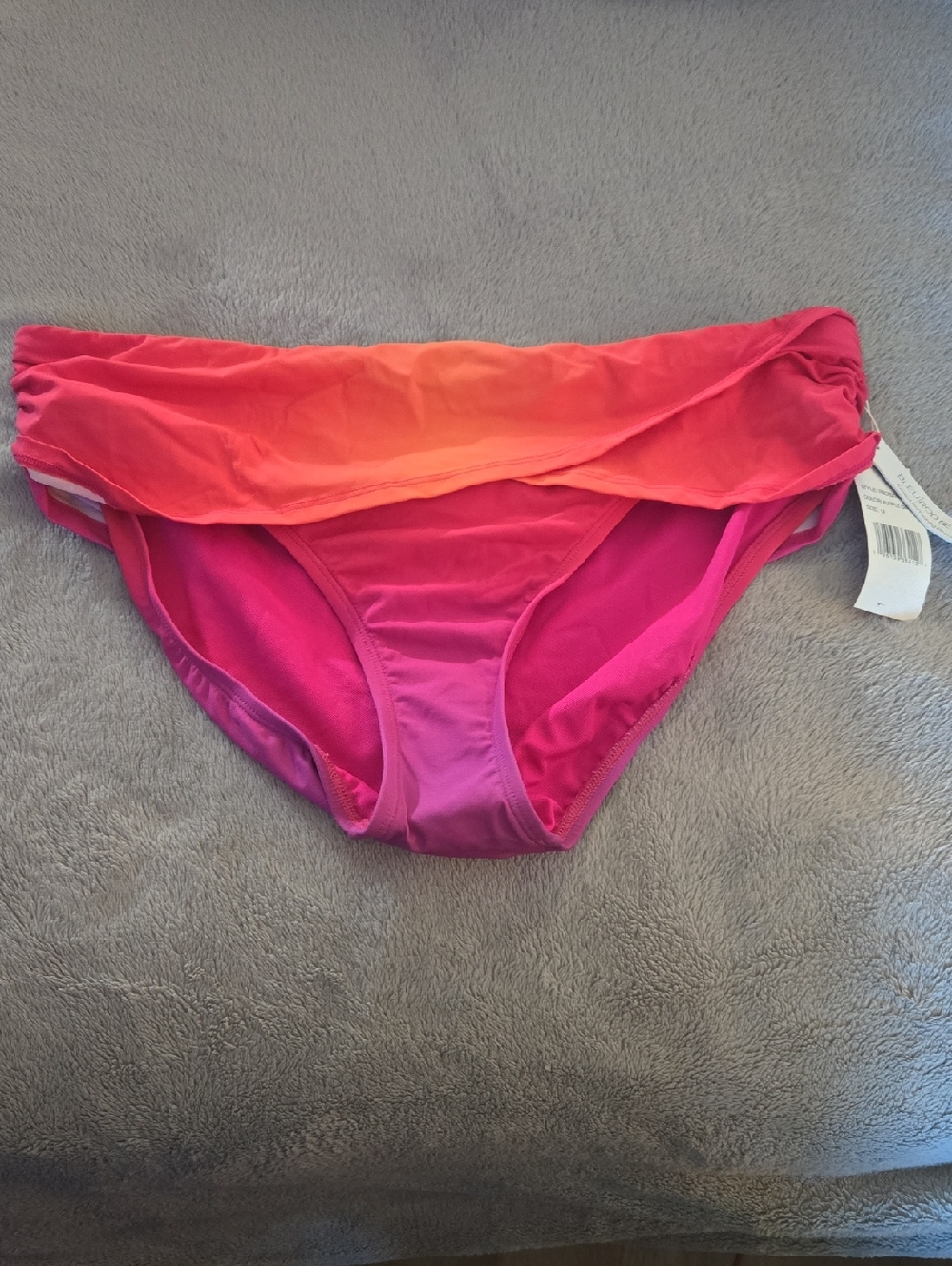 SALE! Bleu Rod Beattie Pink and Coral Ombre Fold-Over Bikini Bottom